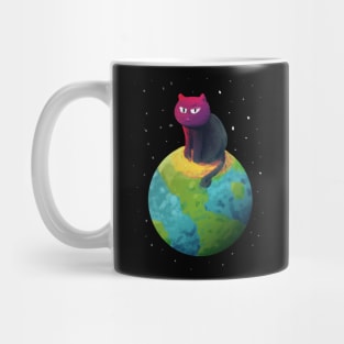 Unimpressed Cat Sitting on Top of the Planet Mug